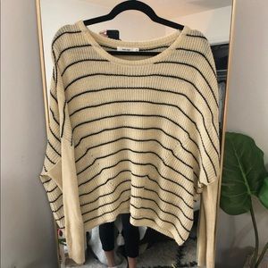 cream colored striped sweater